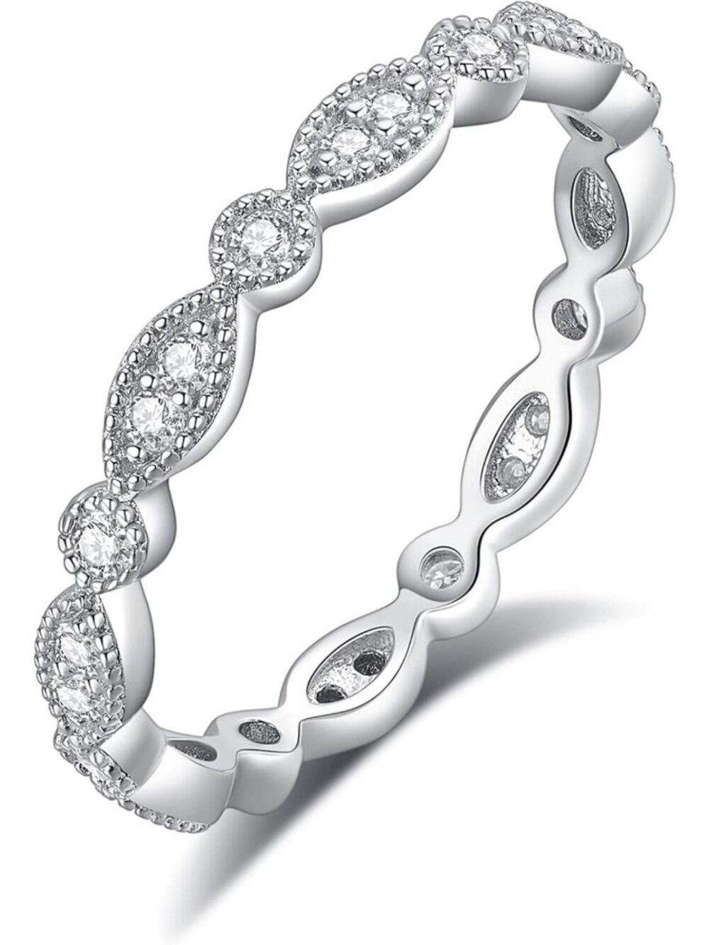 Moissanite Evil Eye Wedding Band | 925 Sterling Silver & 18K Gold Plated